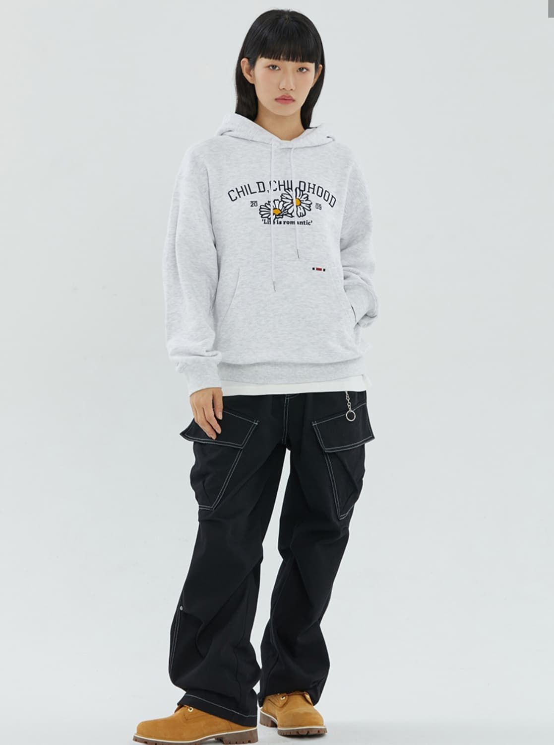 새상품) 로맨틱크라운 샤스타 데이지 후드티 라이트그레이 상품이미지2