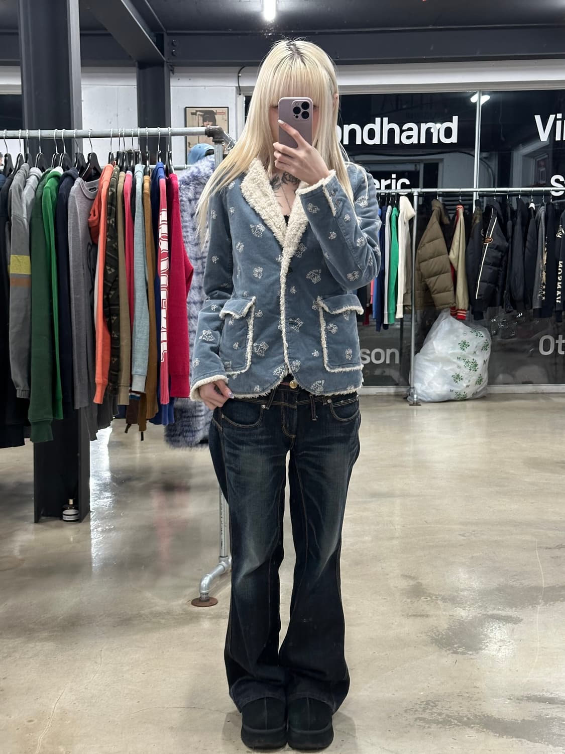 히스테릭 글래머 블루 코듀로이 셰르파 자켓 상품이미지2