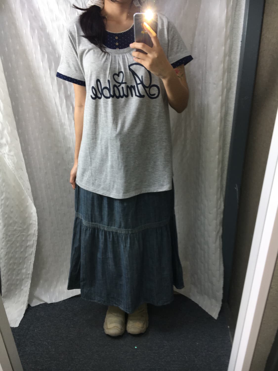 그레이 도트 레이어드 티셔츠 상품이미지4