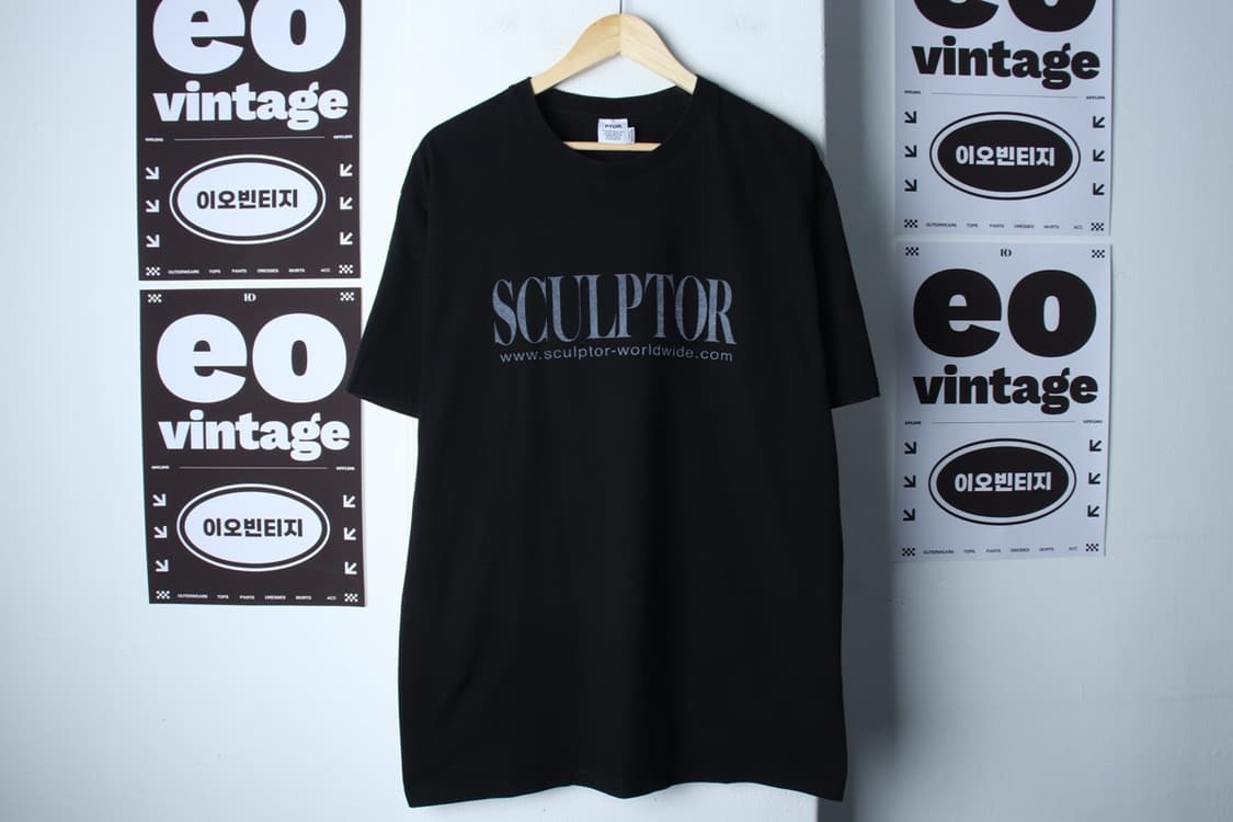(XL-2XL) 스컬프터 반팔 티셔츠 빅로고 레터링 블랙-H32595 상품이미지2
