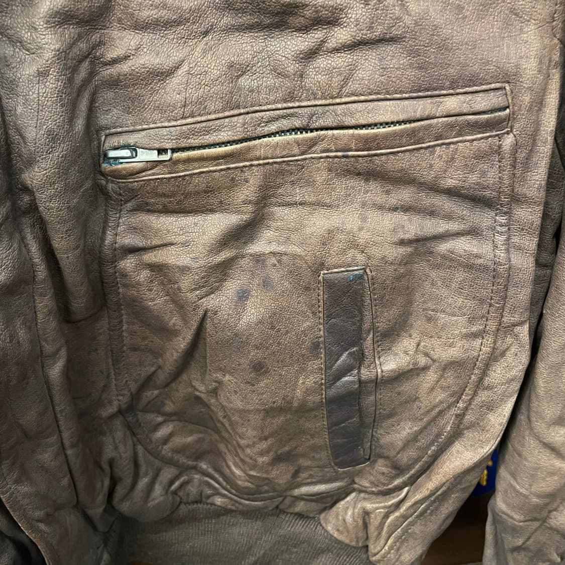 90s 아틀레틱 빈티지 A-2 플라이트 리얼 레더 자켓 상품이미지4