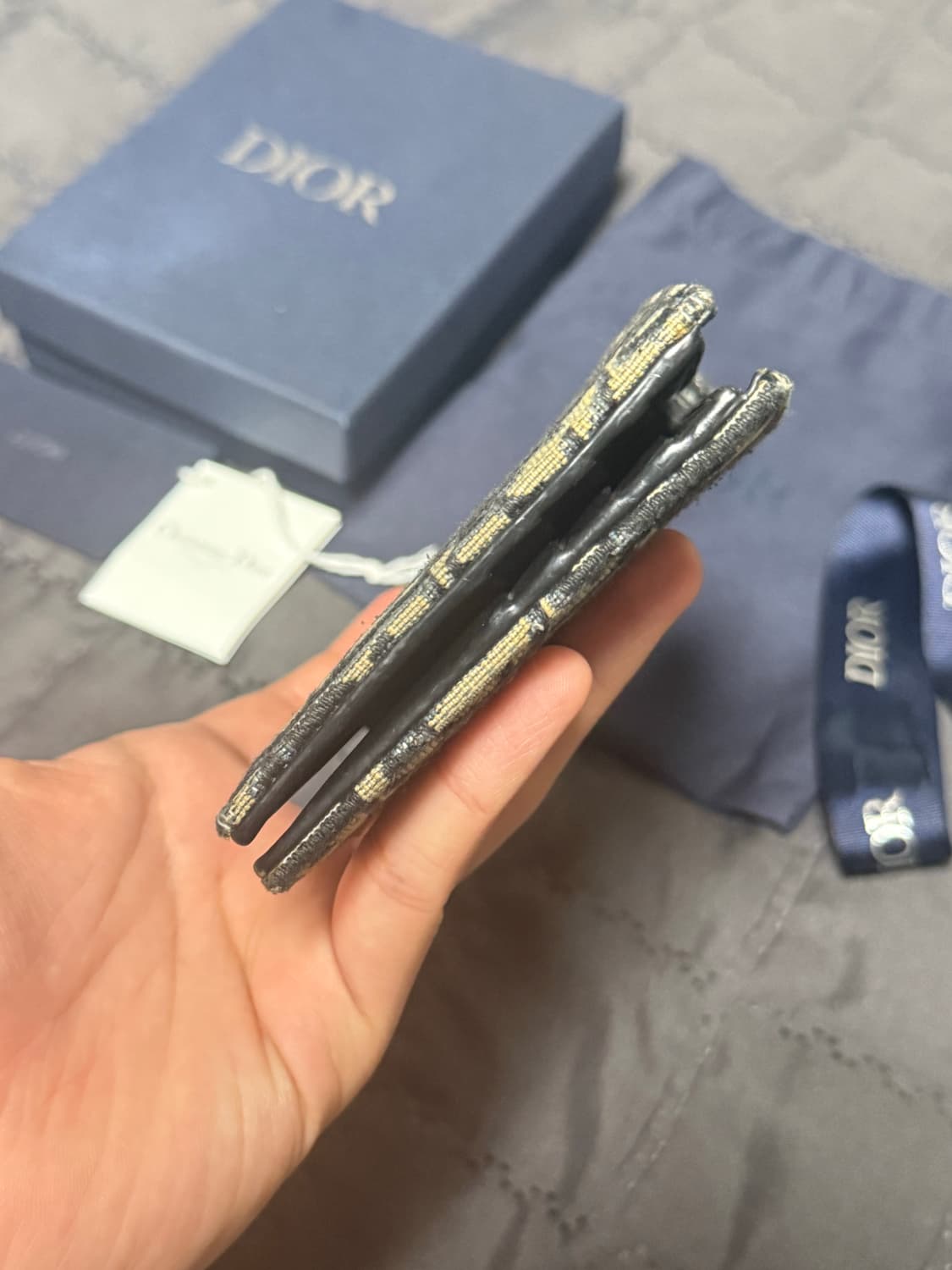 디올 오블리크 자카드 반지갑 베이지 상품이미지7