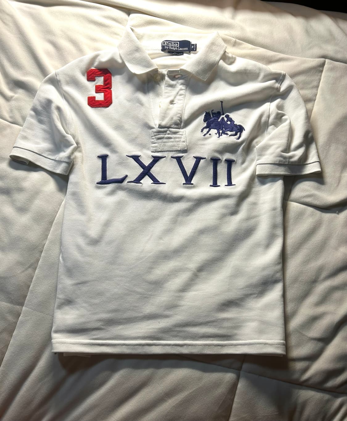 폴로 희귀 빅포니 더블포니 3 LXVII 화이트 반팔 카라티 상품이미지1