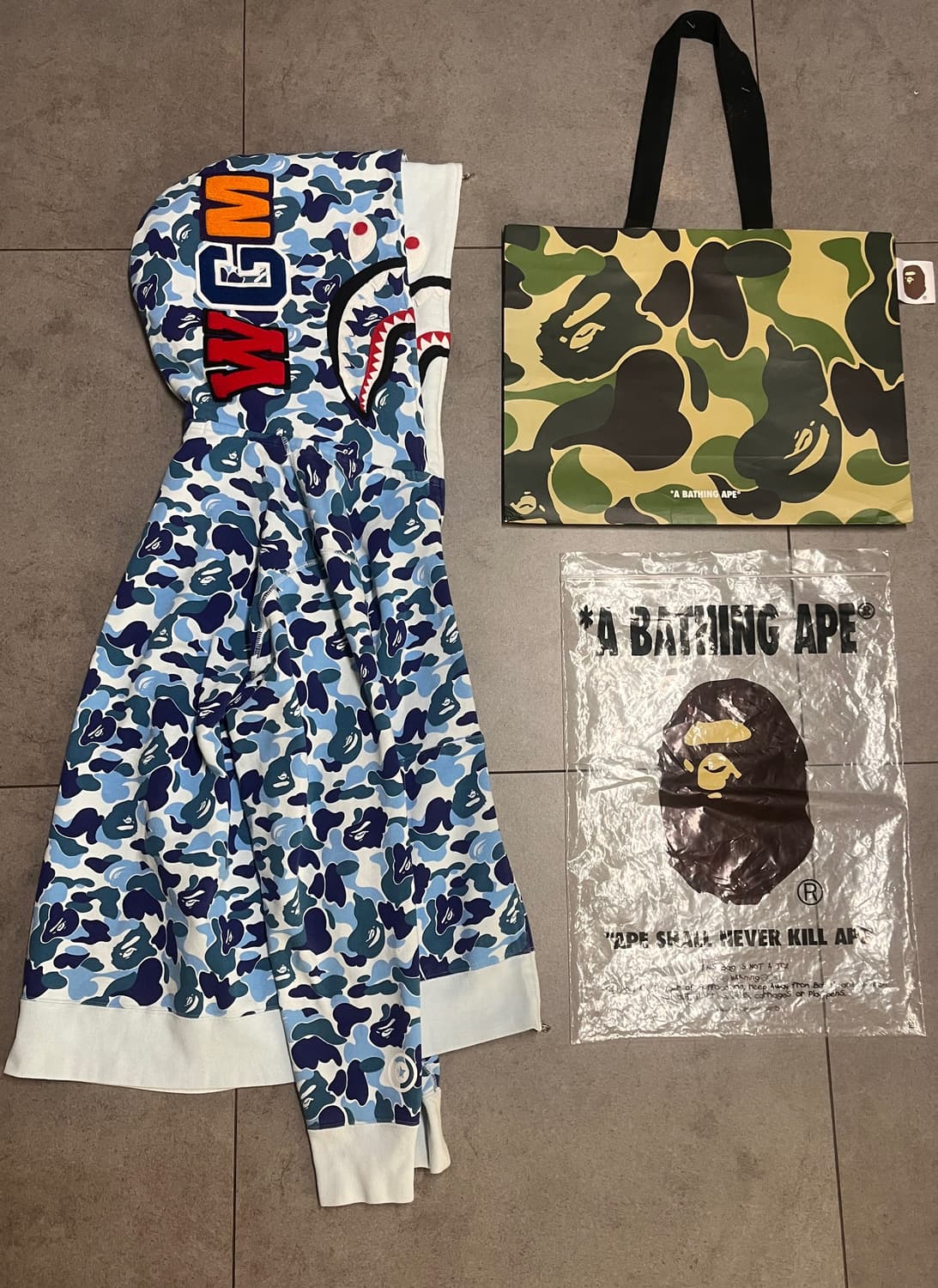 베이프 abc카모 청계 더블후드 샤크 후드집업 상품이미지1