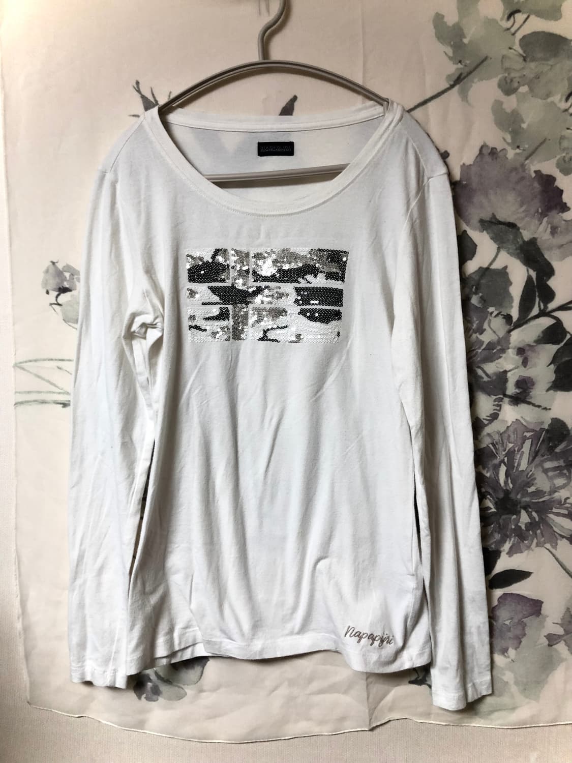 빈티지 국기 스팽글 티셔츠 롱슬리브 상품이미지1