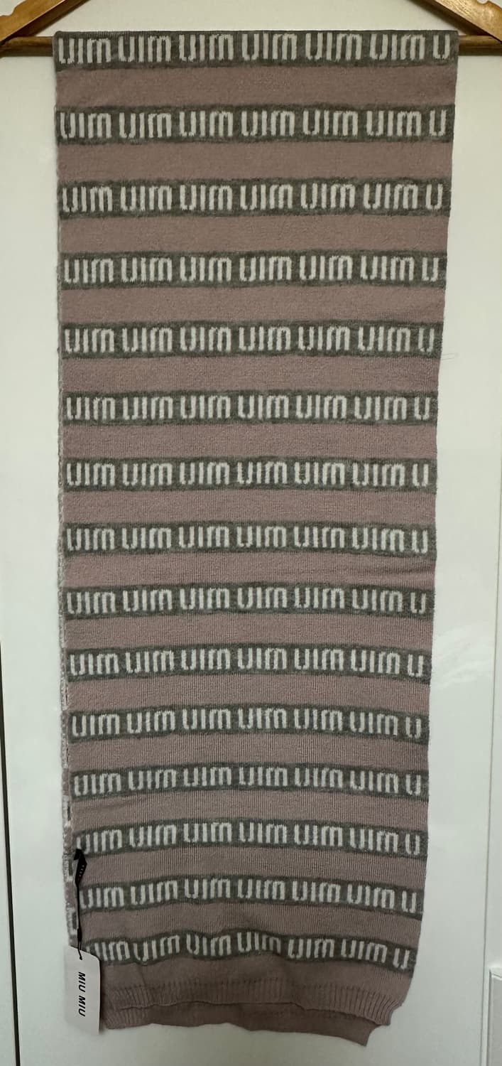 미우미우 로고 스트라이프울 머플러 상품이미지2