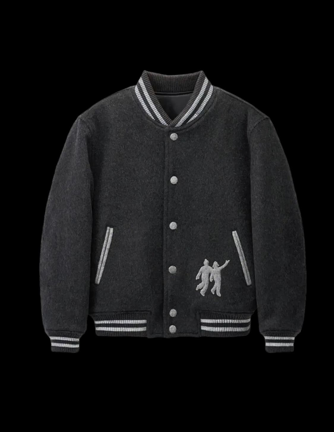 Stu 엠브로더리 패디드 봄버 차콜 L 상품이미지1