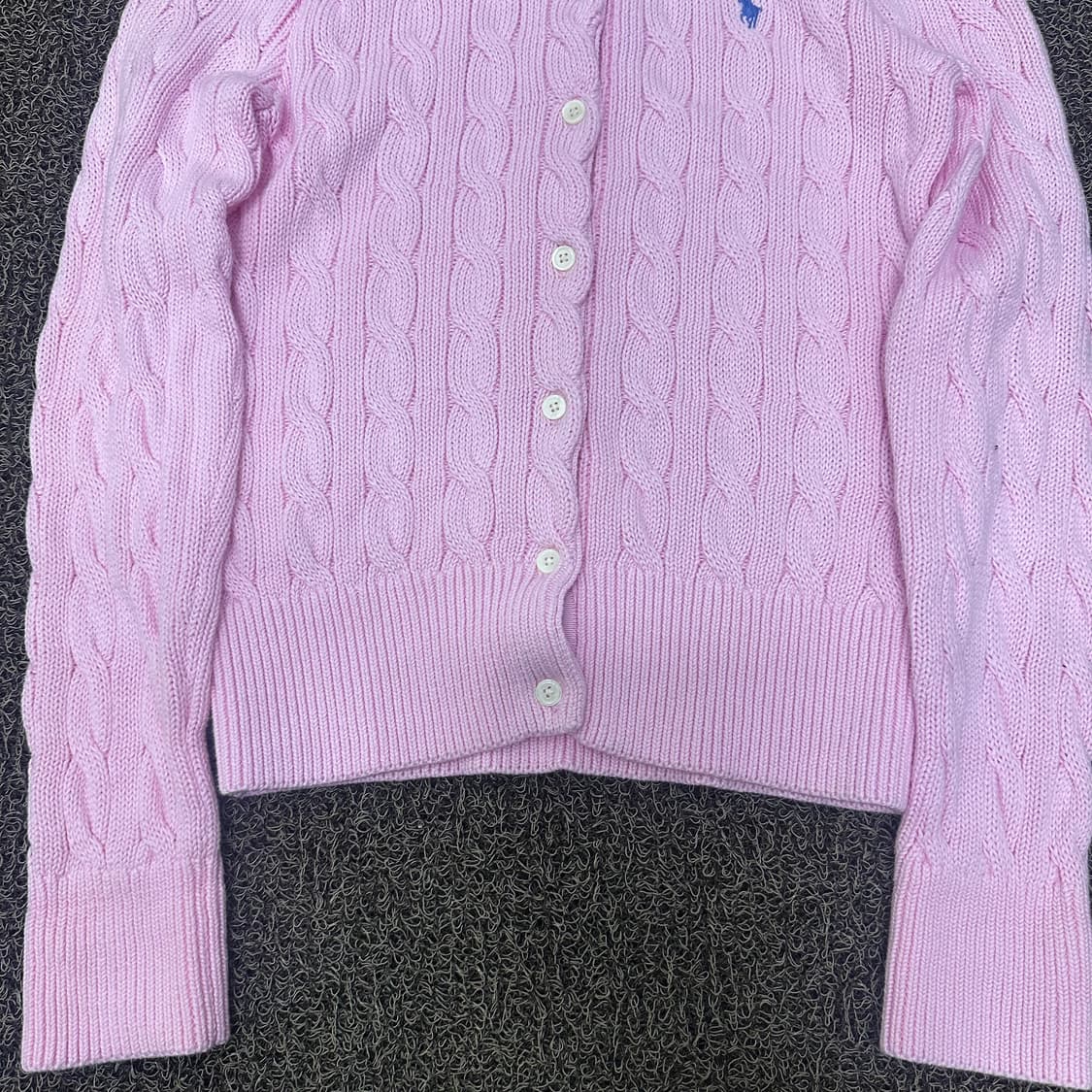 POLO 폴로 랄프로렌 신상 여성 꽈배기 케이블 니트 가디건 핑크 M 상품이미지4