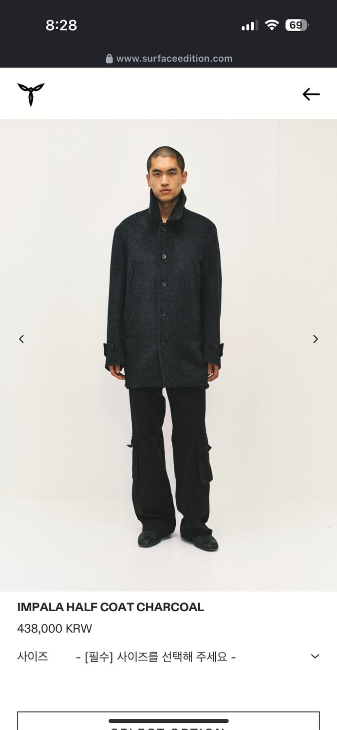 서피스에디션 임팔라 하프 코트 챠콜 M 상품이미지1