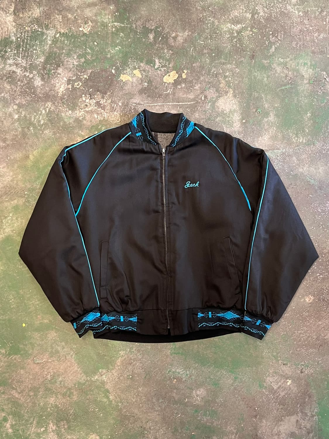 90's [L] 미국 빈티지 새틴 봄버 아즈텍 자켓 웨스턴 점퍼 상품이미지1