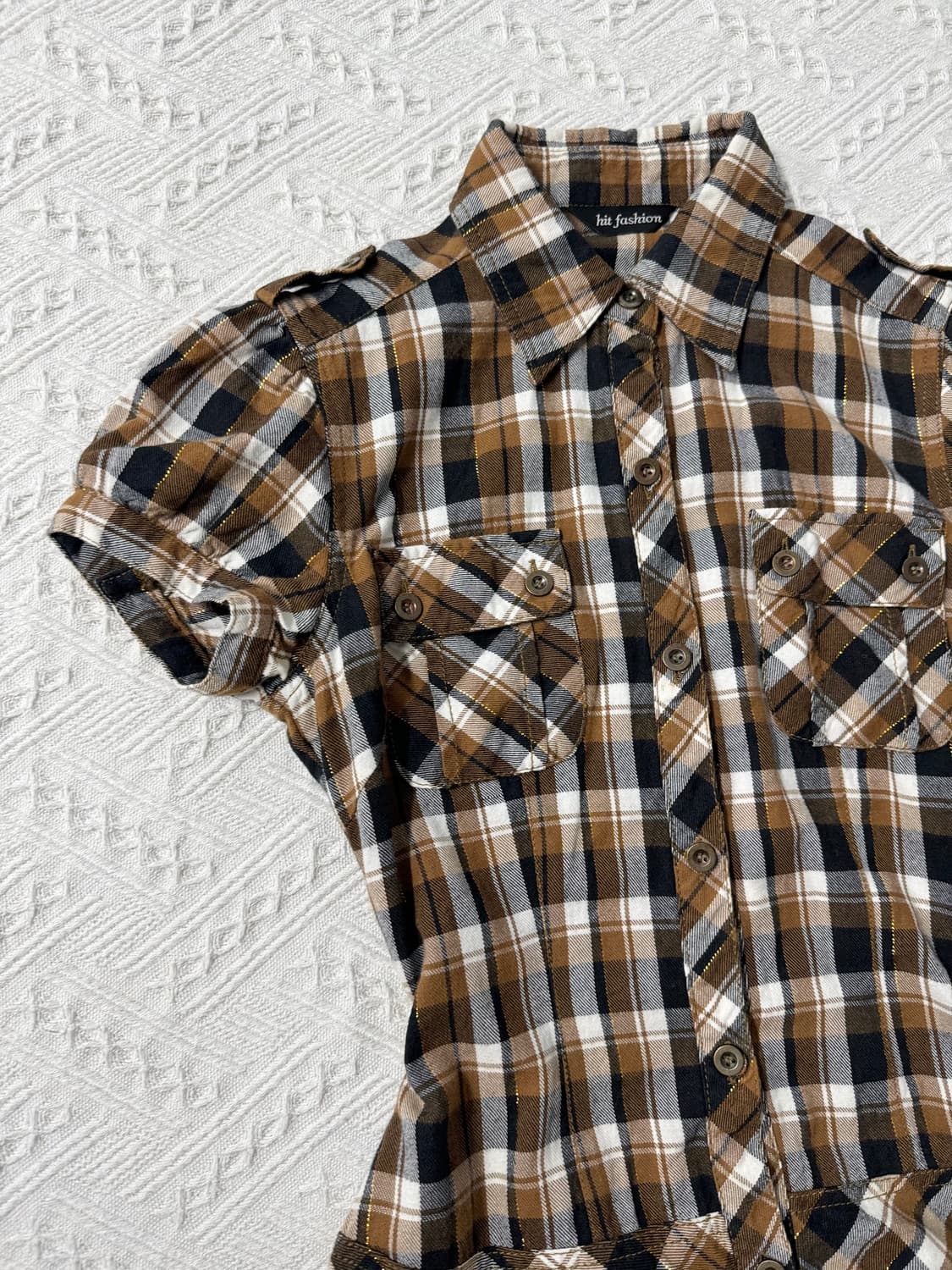 체크 패턴 퍼프 디테일 도트 폴라 원피스 2pcs SET  상품이미지3