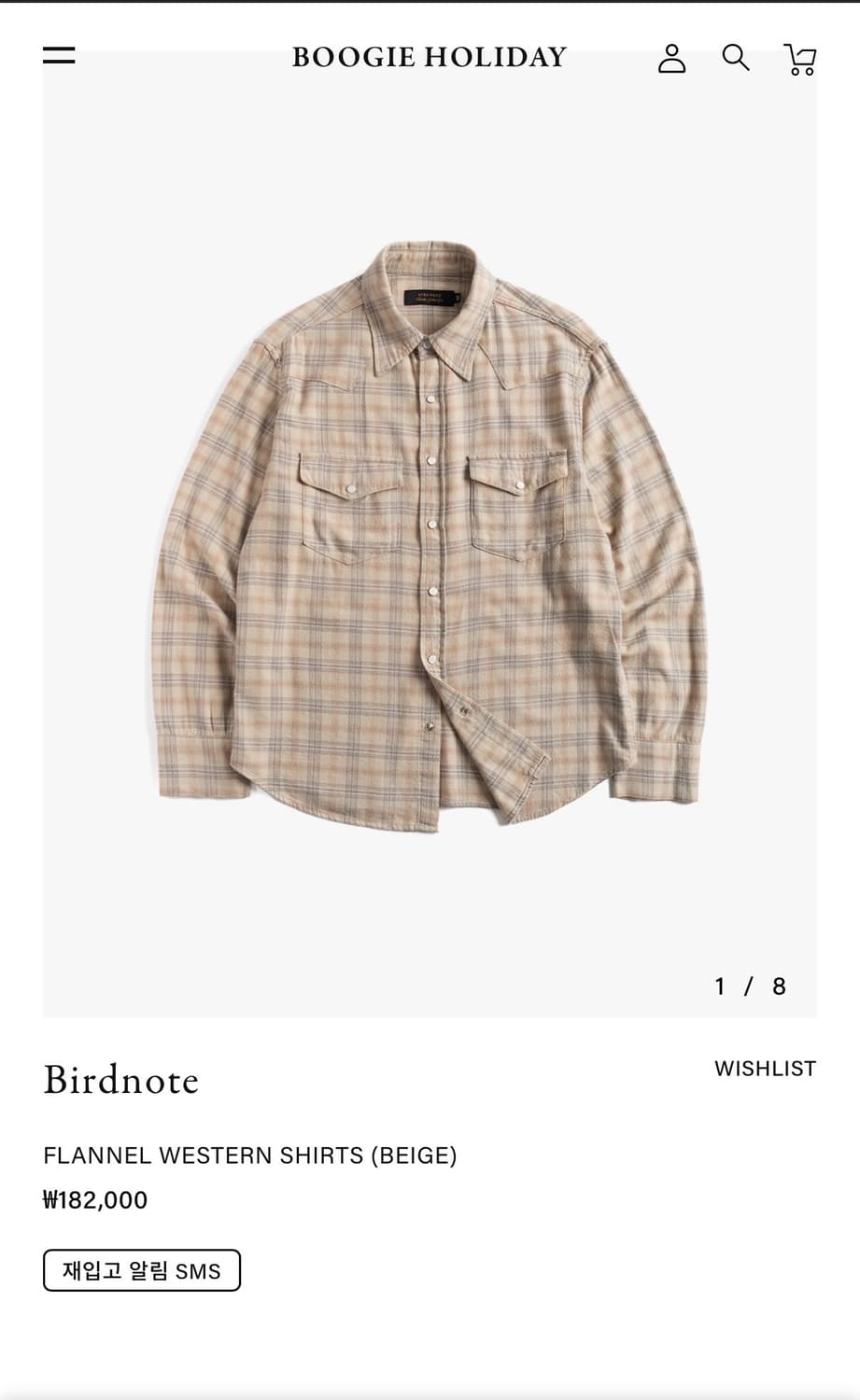 FLANNEL WESTERN SHIRTS (BEIGE) 44size 상품이미지1