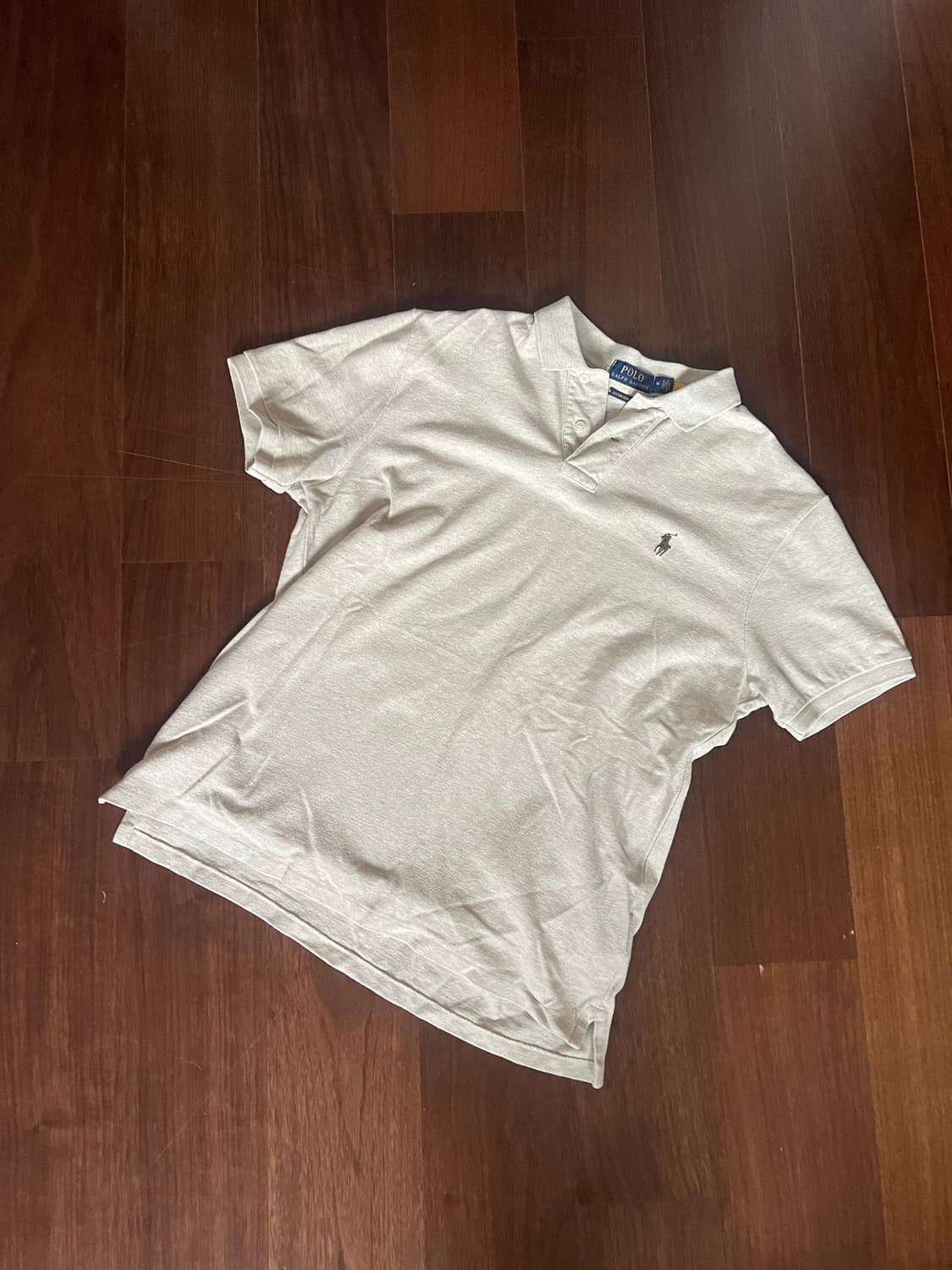 폴로 랄프로렌 커스텀 슬림핏 아이보리 카라티 (M) 상품이미지1