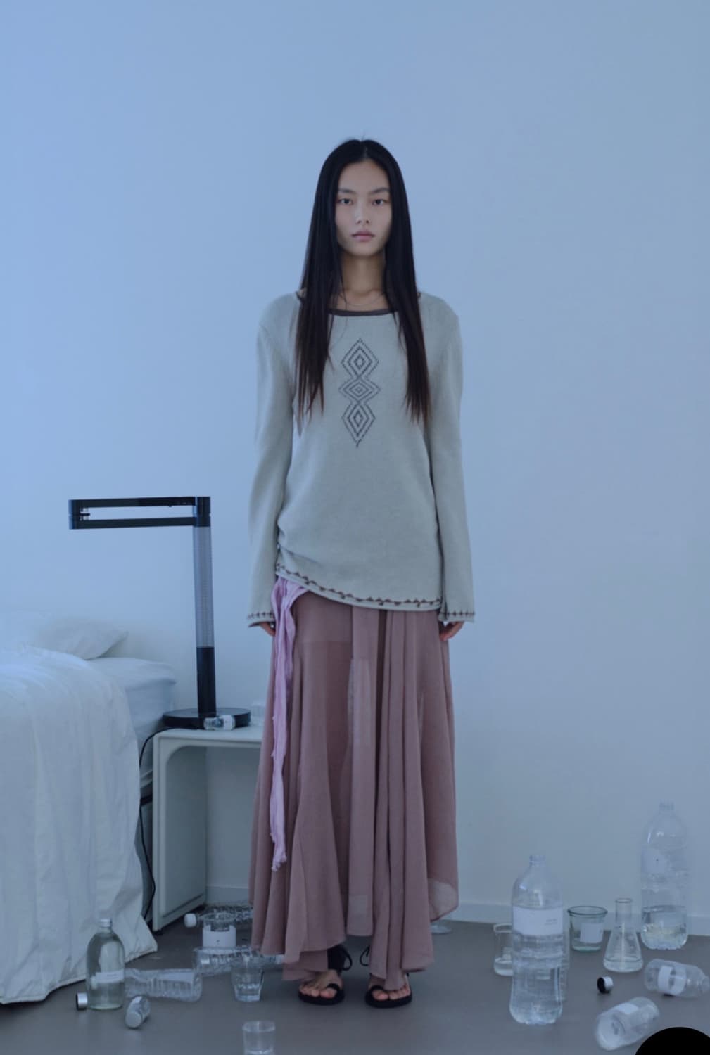 Asymmetric Sheer Skirt 상품이미지3