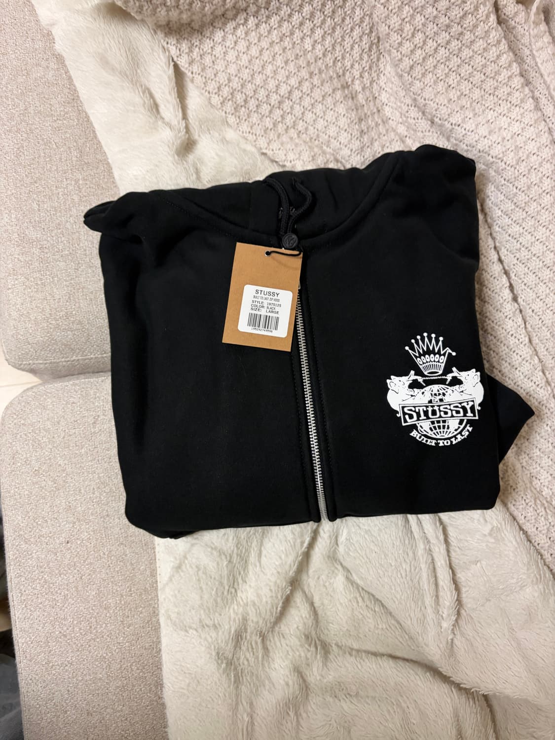 새상품) 스투시 빌트 투 라스트 후드 집업 블랙 상품이미지3