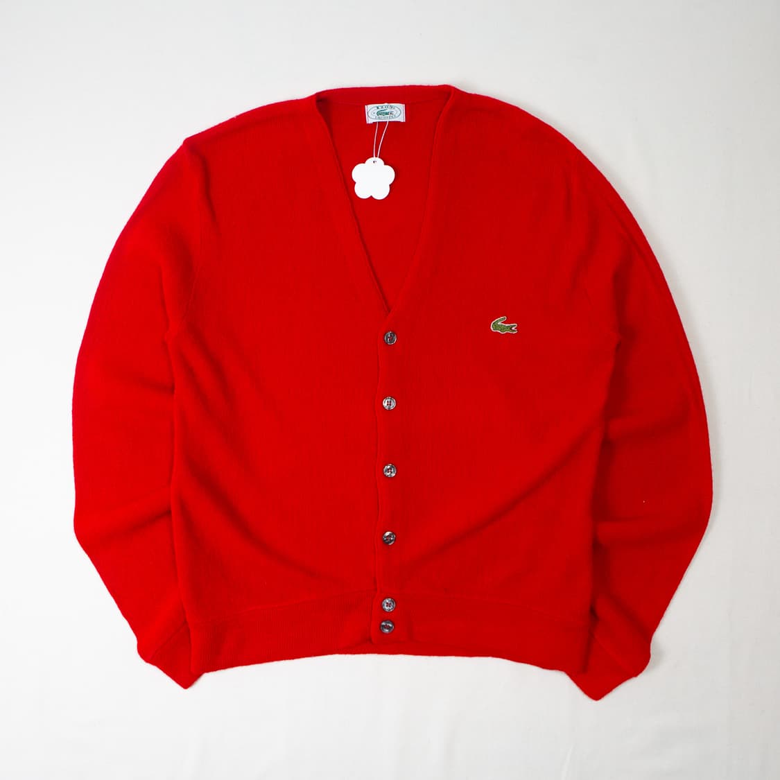 80s IZOD 라코스테 아크릴 가디건 레드 상품이미지2