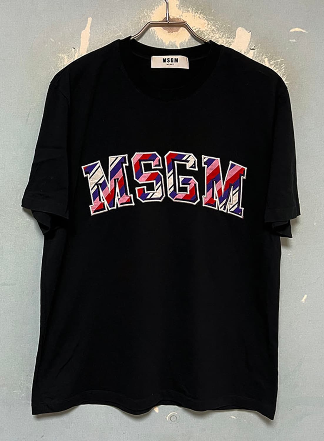 MSGM 여자 반팔티 11주년 멀티 자수로고 오버핏 블랙 M 95 66 상품이미지1