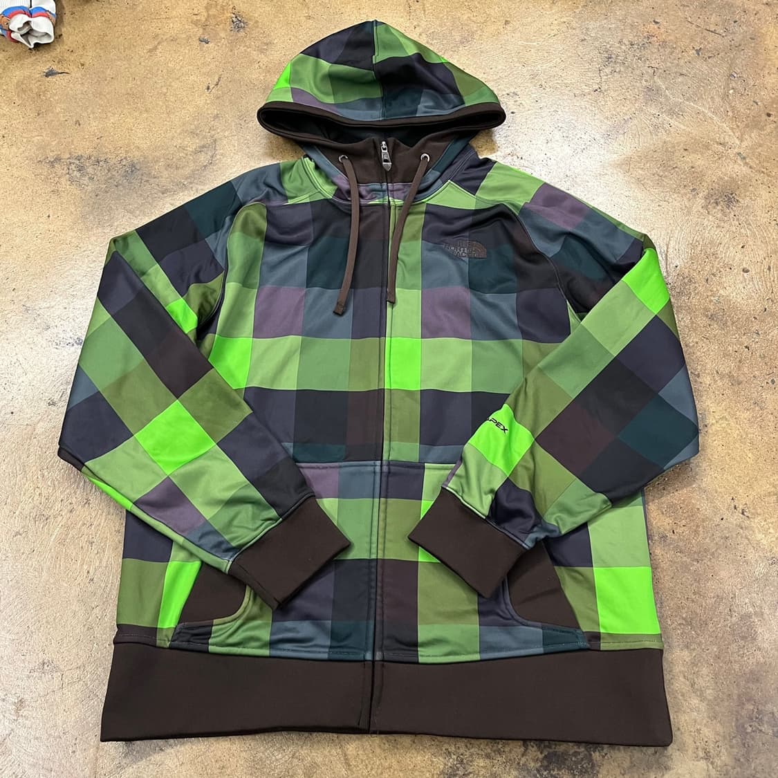 [정품/L] 노스페이스 체크 후드집업 그린 b8 상품이미지2