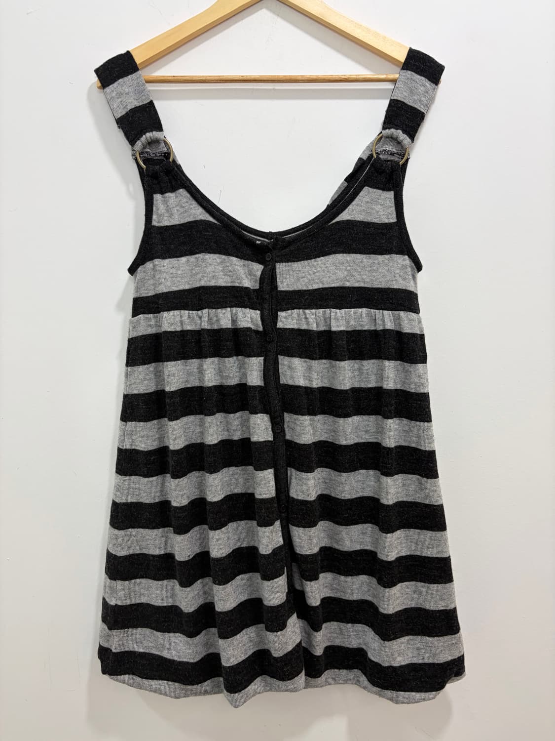 블랙 그레이 스트라이프 펌킨 플레어 나시 원피스 상품이미지7