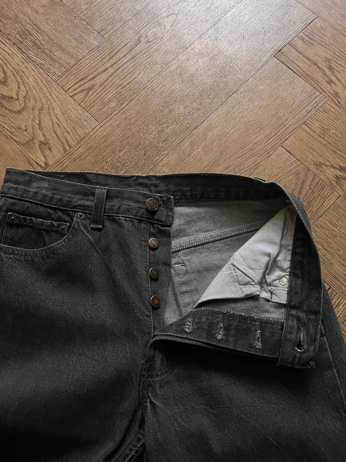 [30]90's 리바이스 USA Made 흑청 데님팬츠 S29 상품이미지4