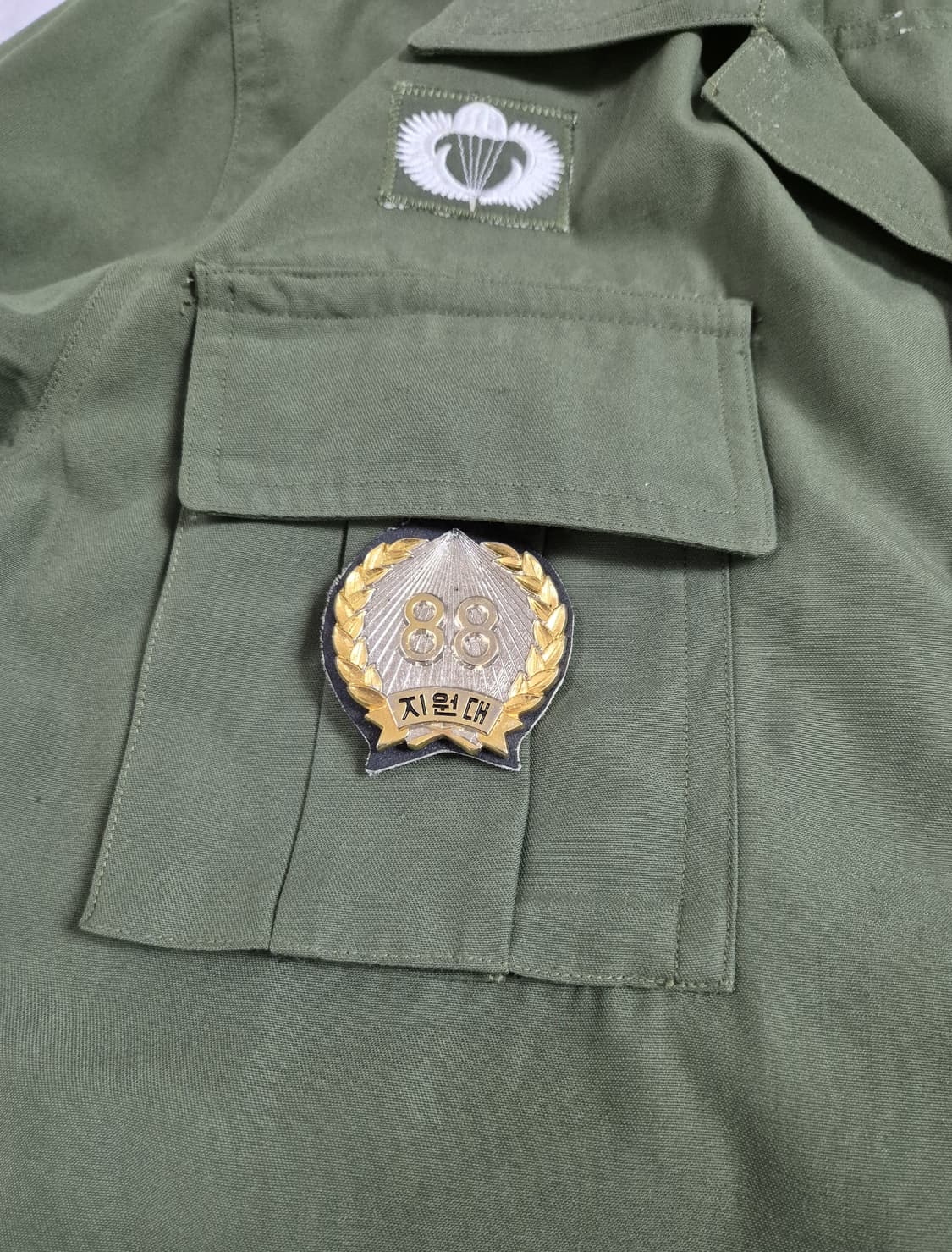 육군 구형 맞춤 88지원대 중사 엘리트복 민무늬 전투복 상의 (XL) 상품이미지7