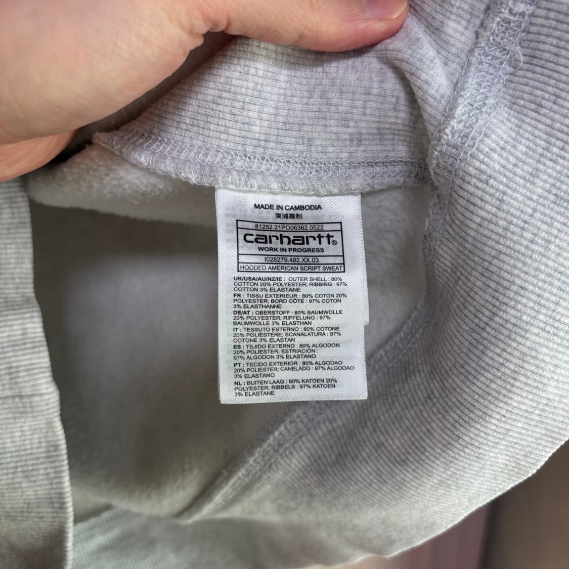 칼하트 wip 아메리칸 스크립트 후드 애쉬 헤더 그레이 상품이미지3