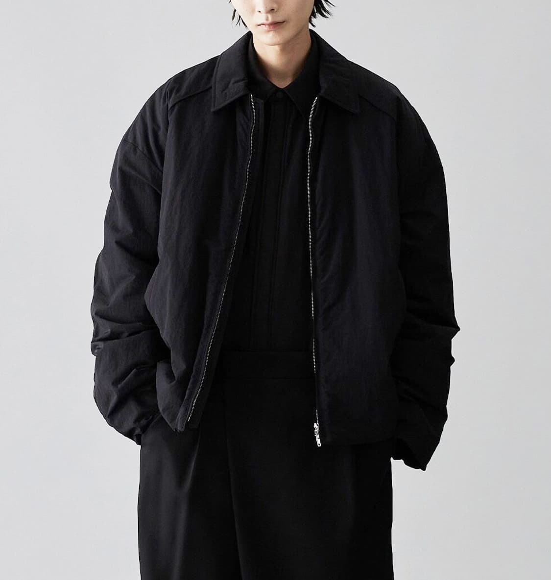 [48]  juun.j 준지 24fw 라이트 패디드 셔츠 자켓 점퍼 블랙 상품이미지1