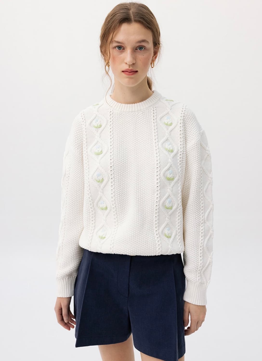 앤유 몬벌크 피셔맨 플라워 니트 (Ivory) 66사이즈 새제품 상품이미지4