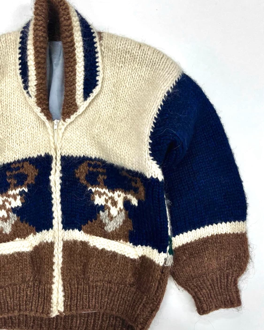 90s 빈티지 핸드메이드 헤비울 코위찬 니트 집업 자켓 상품이미지5