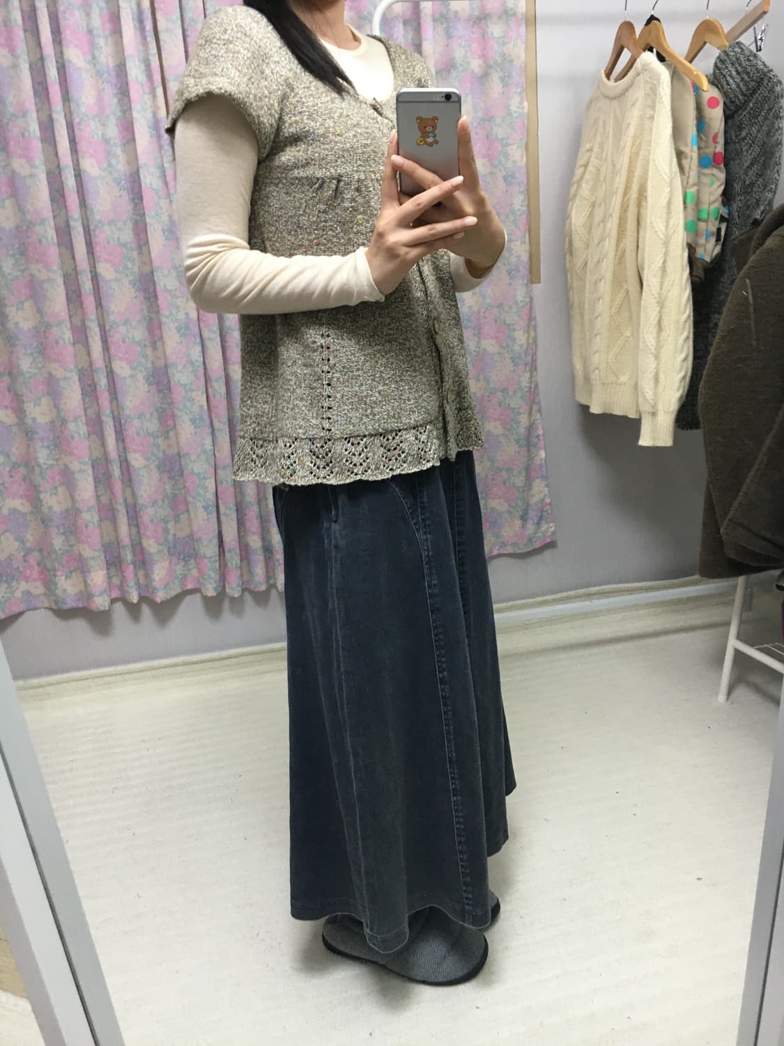 다크그레이 데님 스커트 상품이미지3