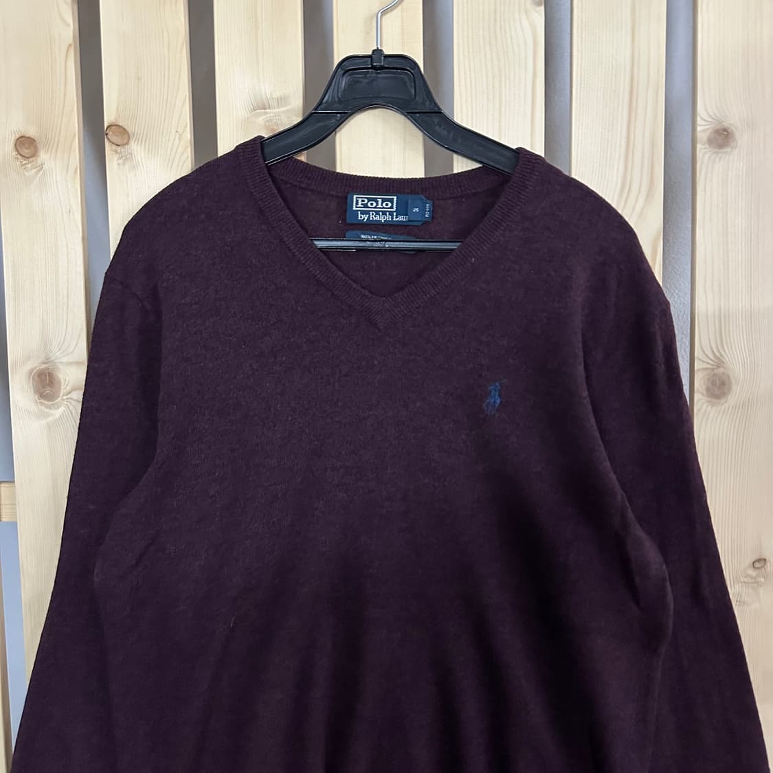 (M) 폴로 랄프로렌 버건디 브이넥 니트 상품이미지3