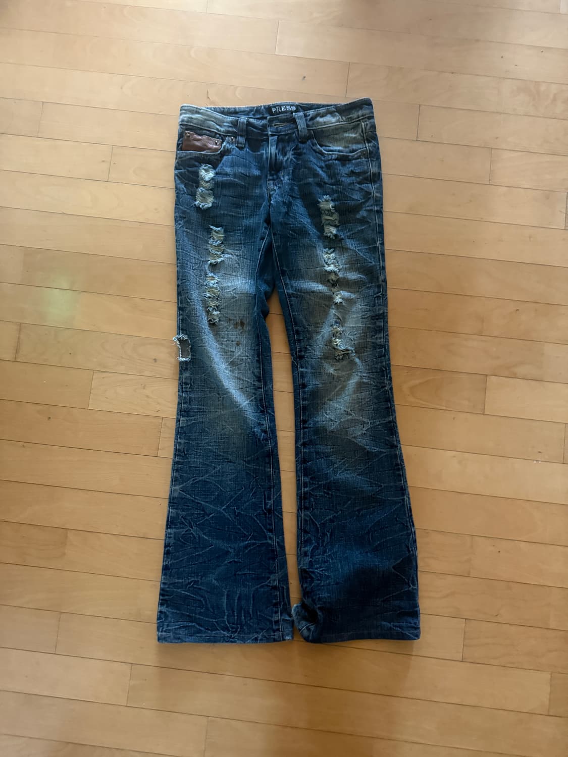 빈티지 부츠컷 레더 데님 상품이미지1