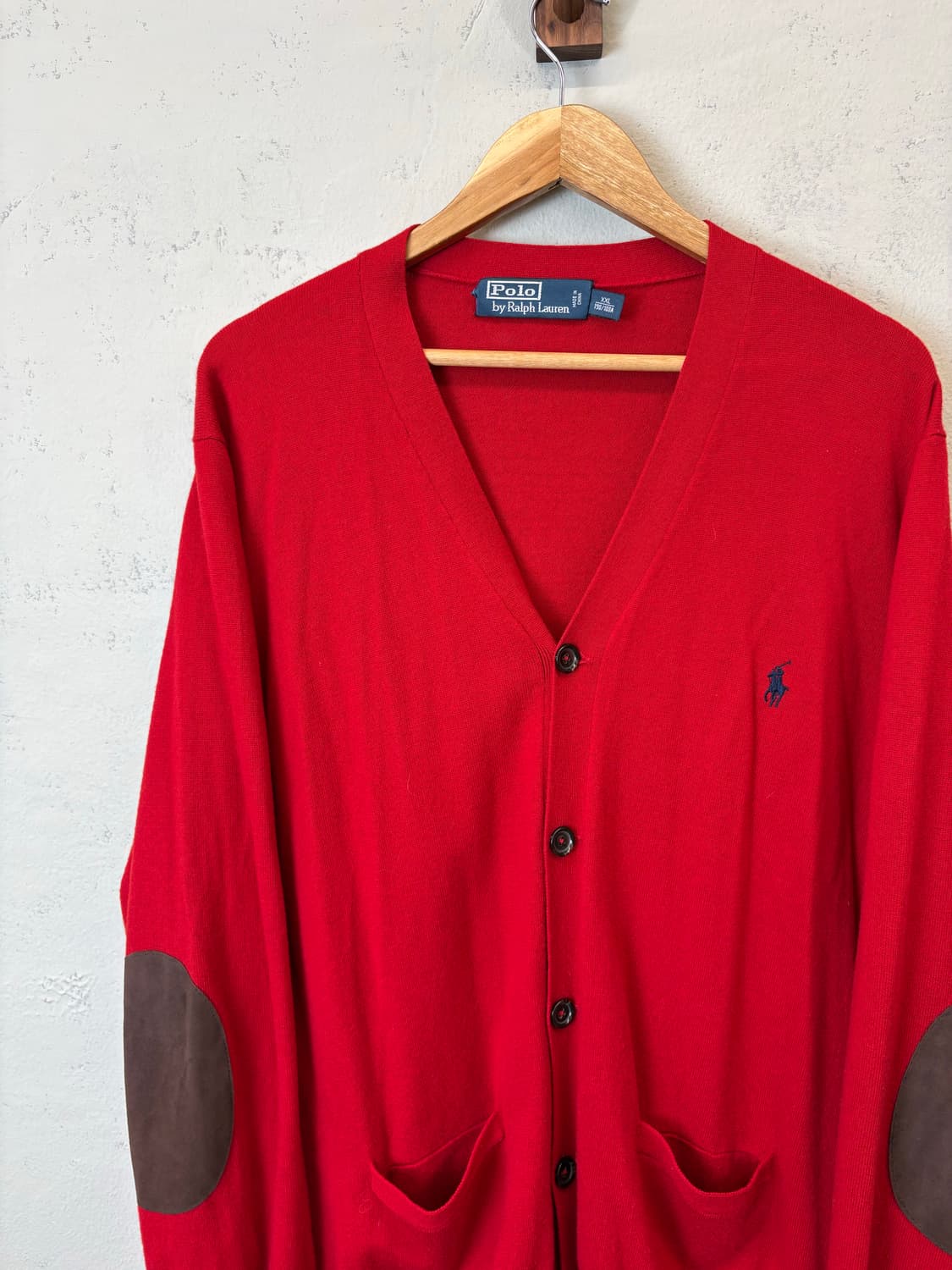폴로랄프로렌 암패치 램스울 니트 가디건 레드 상품이미지4
