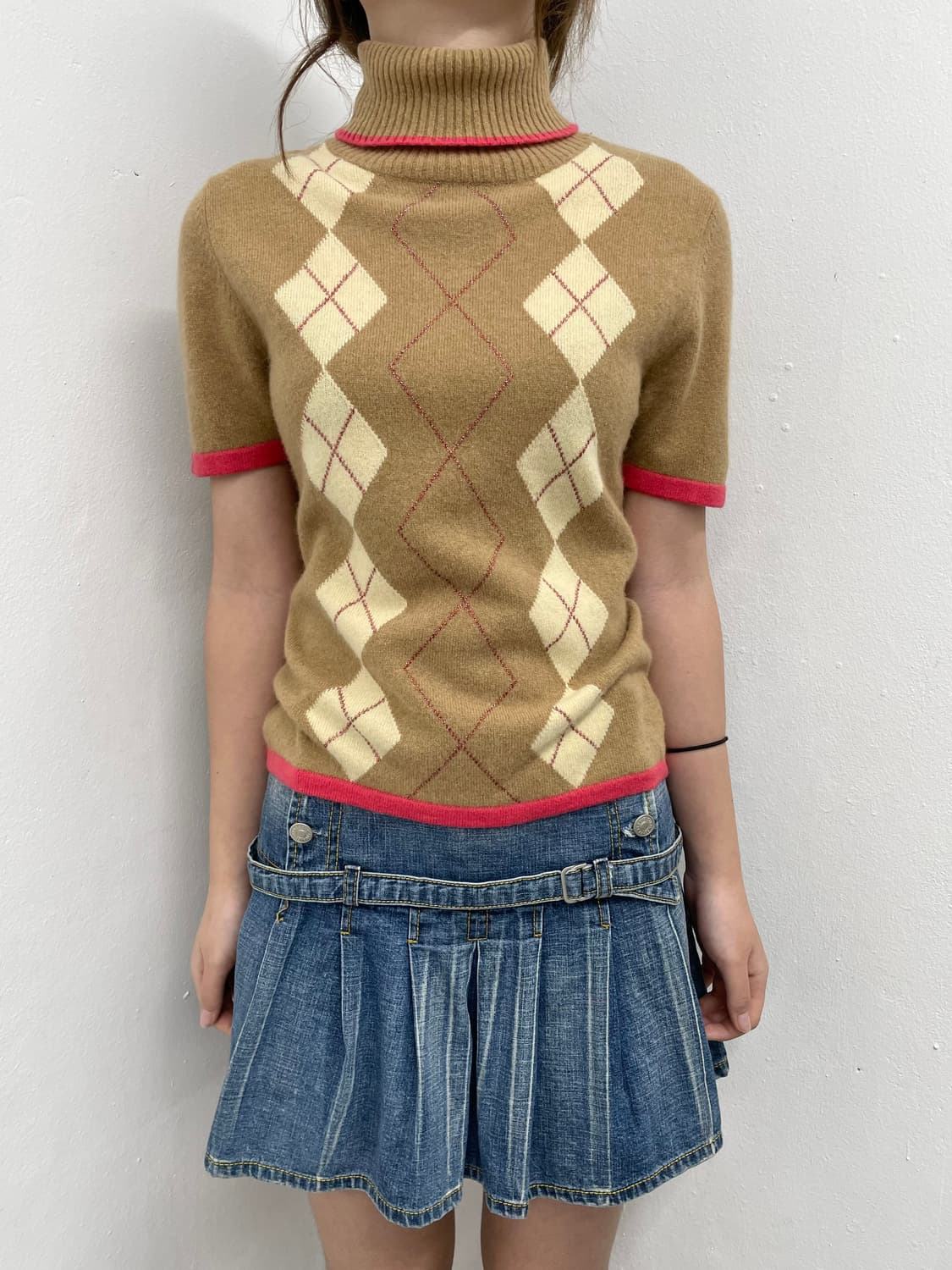 앙고라 프레피 아가일 하프 니트 상품이미지2