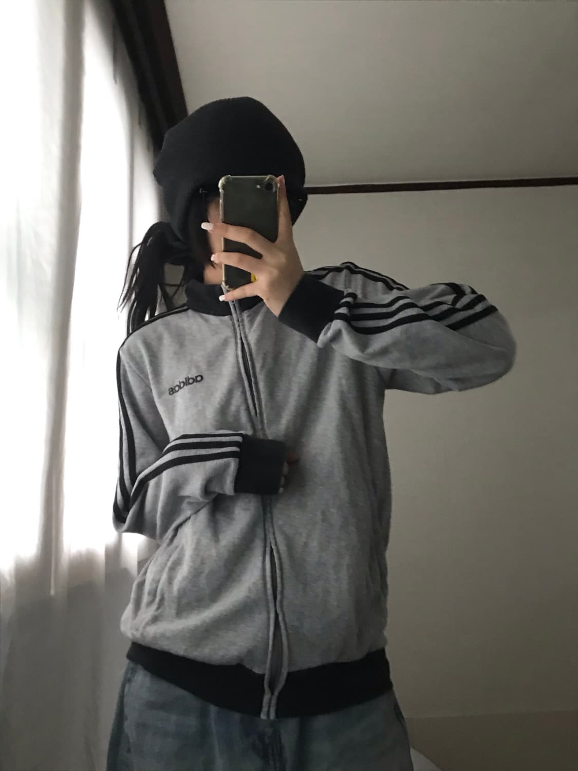 아디다스 그레이 블랙 삼선 면집업 상품이미지4