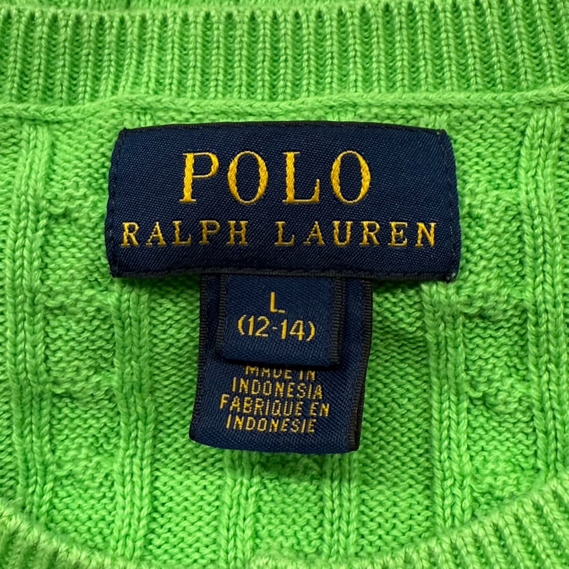 폴로 형광 그린 꽈배기 니트 가디건 상품이미지5