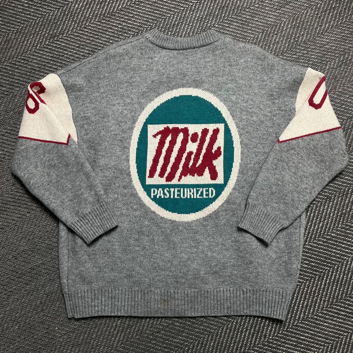 빈티지 밀크 넘버 패턴 박시핏 버튼 가디건y 5301 상품이미지2