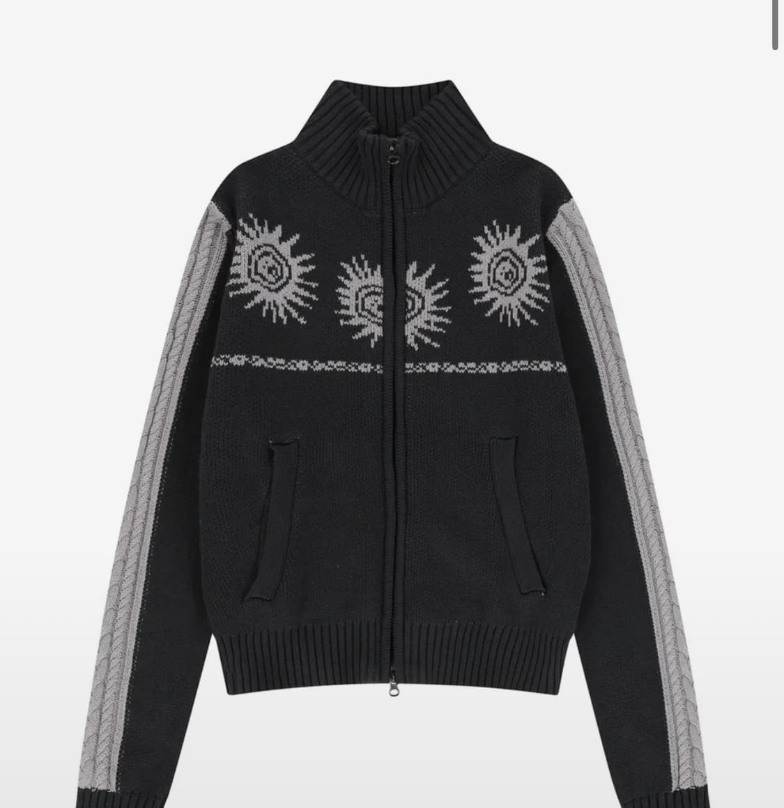 아캄 Sun Jacquard Zip-Up Sweater 다크그레이 상품이미지1