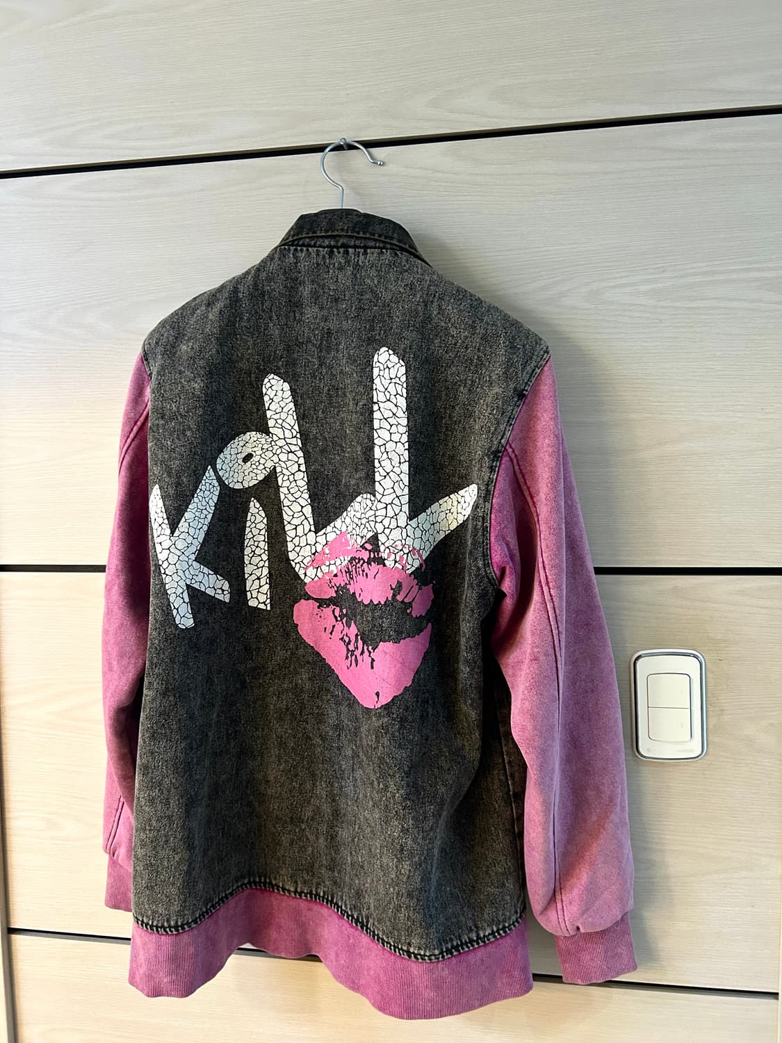 Pink Cotton Printing Varsity Jacket 상품이미지1