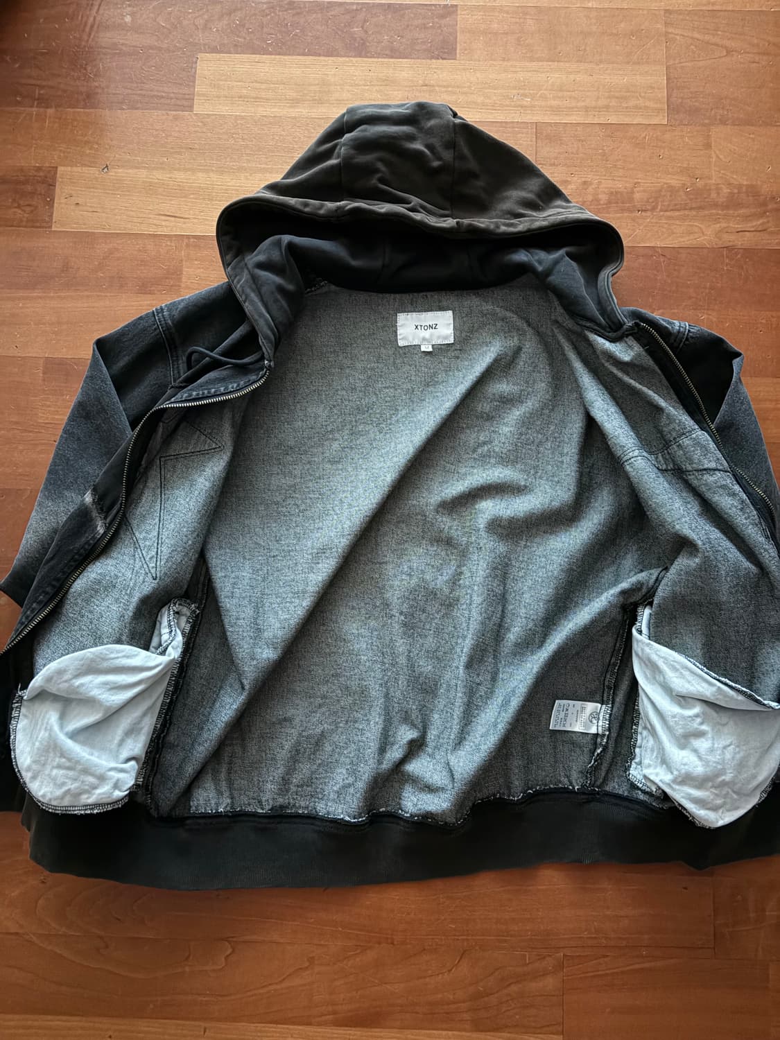 엑스톤즈 빈티지 워싱 스타 데님 후드집업 상품이미지2