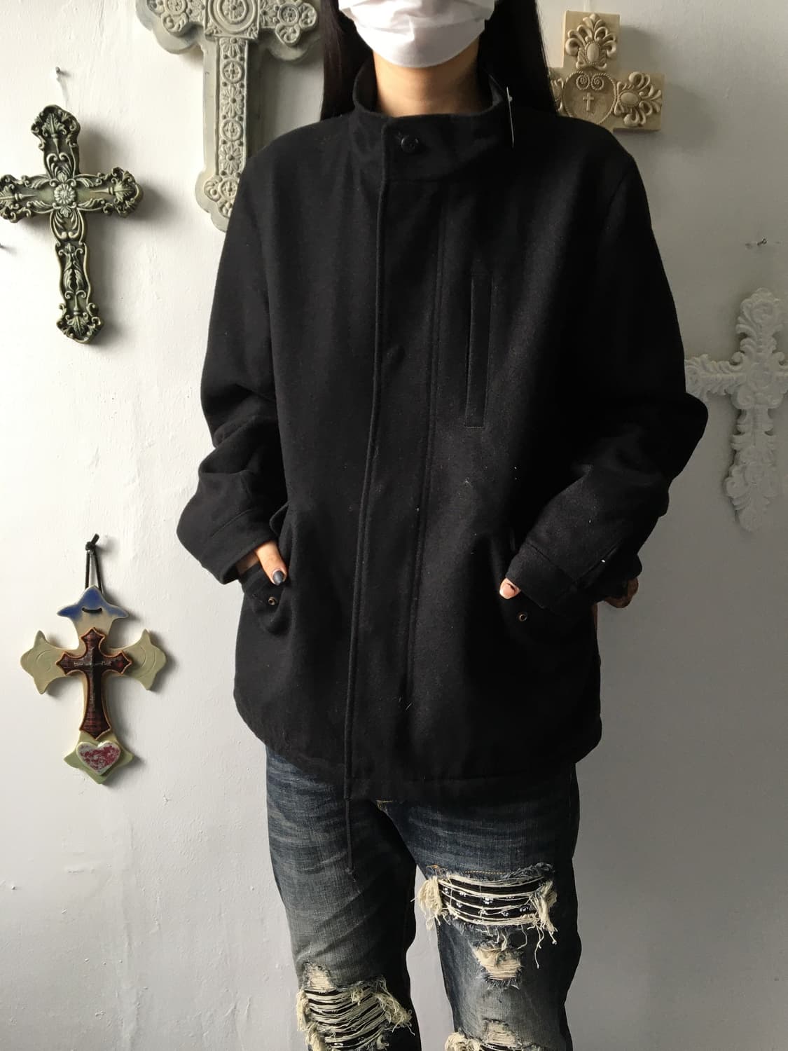 Woolen high neck coat 상품이미지1