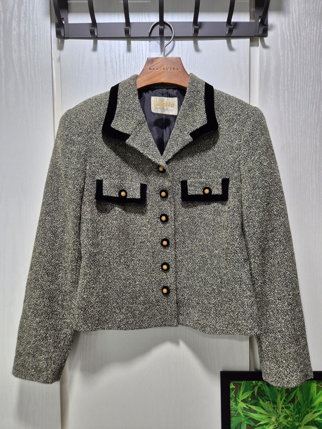 본느리베 트위드 벨벳 포인트 자켓 상품이미지1