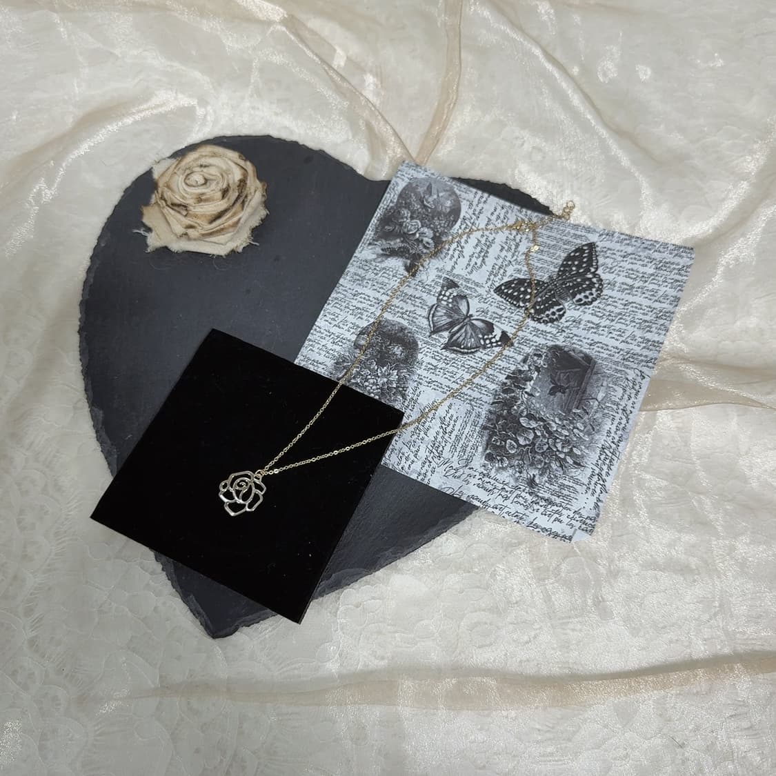 빈티지  장미꽃 목걸이 상품이미지2