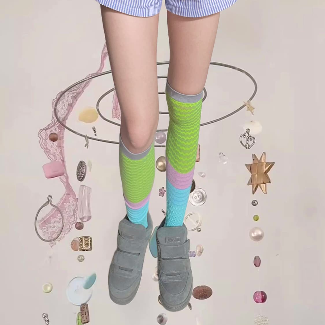 Jacquard over the knee socks 자카드 니삭스 상품이미지2