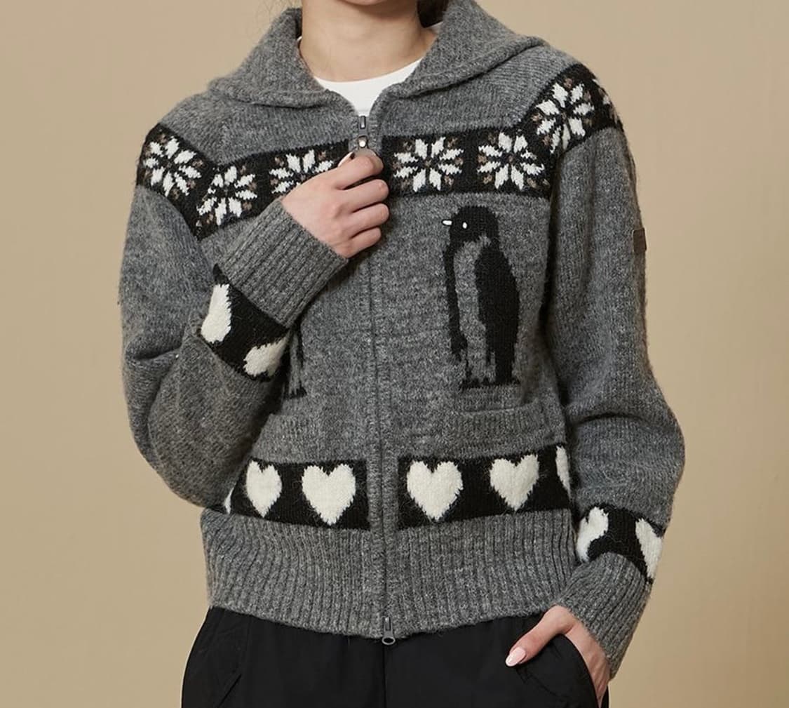 [95] 비비씨어스 하트 펭귄 가디건 그레이 bbc earth 상품이미지6