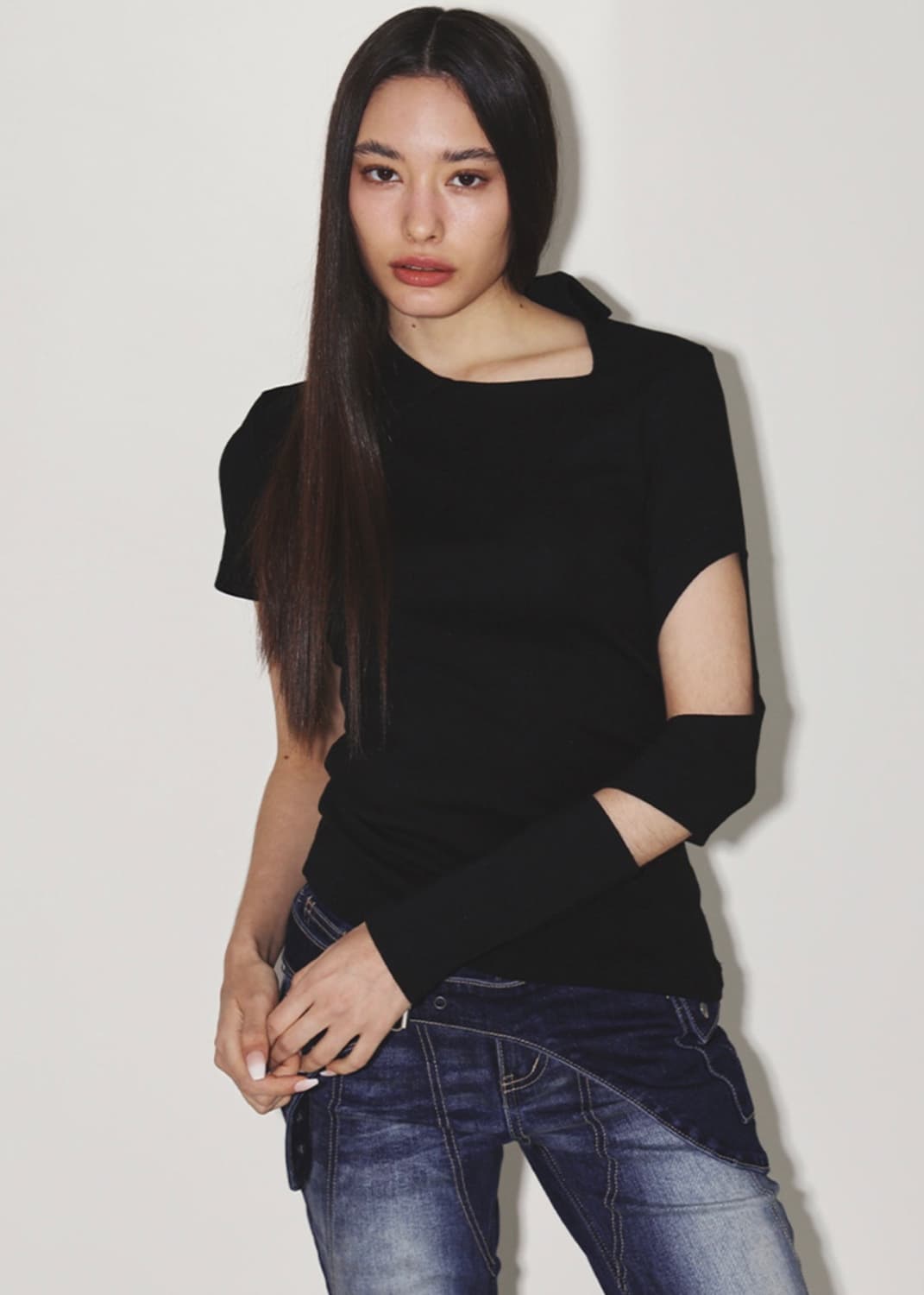 NYXX 비대칭 티셔츠 새상품 상품이미지1