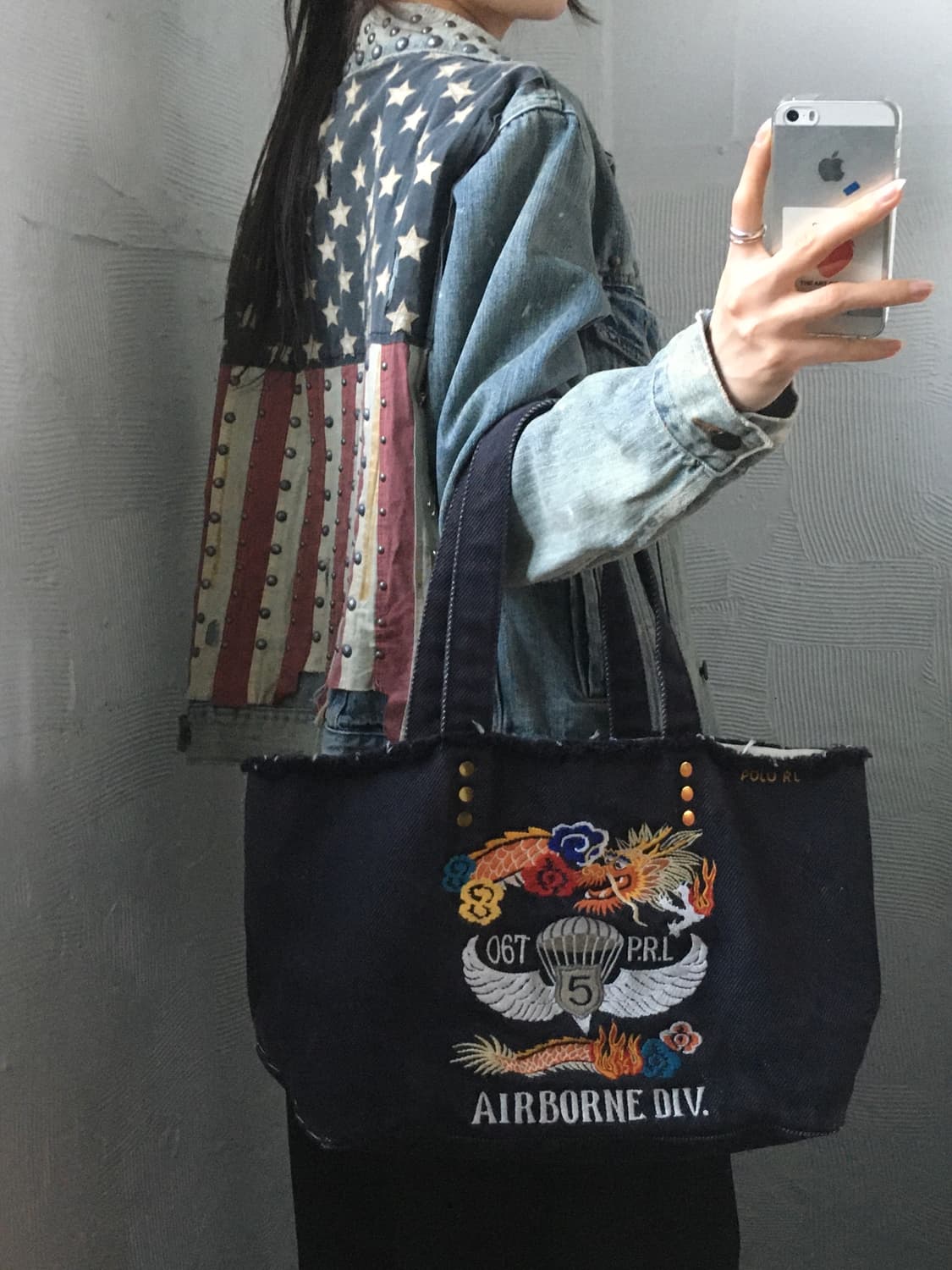 Polo 폴로 랄프로렌 캔버스 자수 데님 토트백 상품이미지7