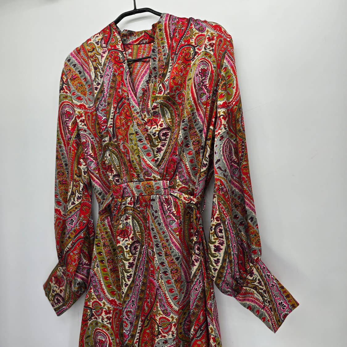 ZARA Paisley Satin Dress with Belt Pink 상품이미지2