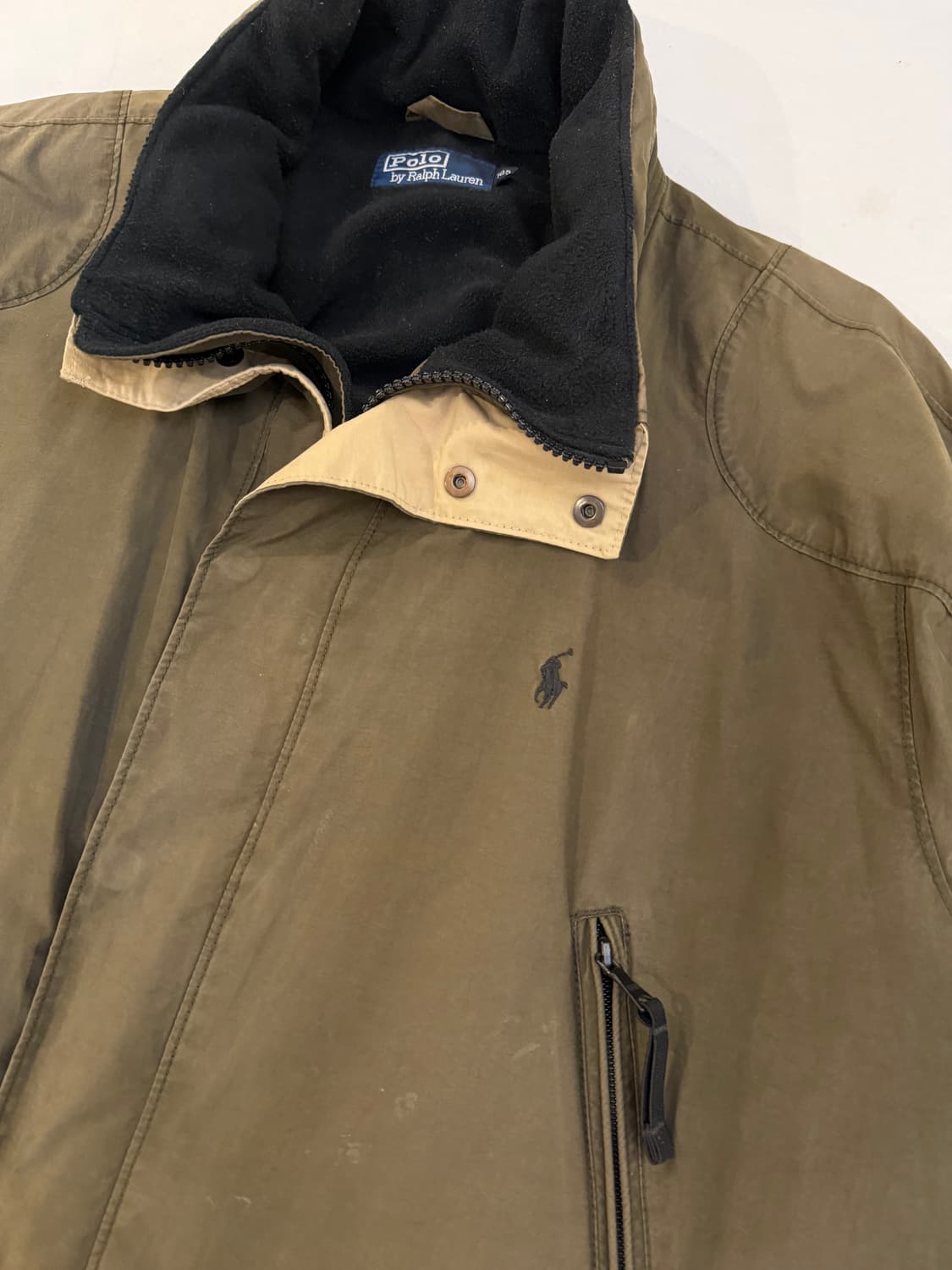 90s 폴로 랄프로렌 플리스 후드 파카 올리브 카키 상품이미지2