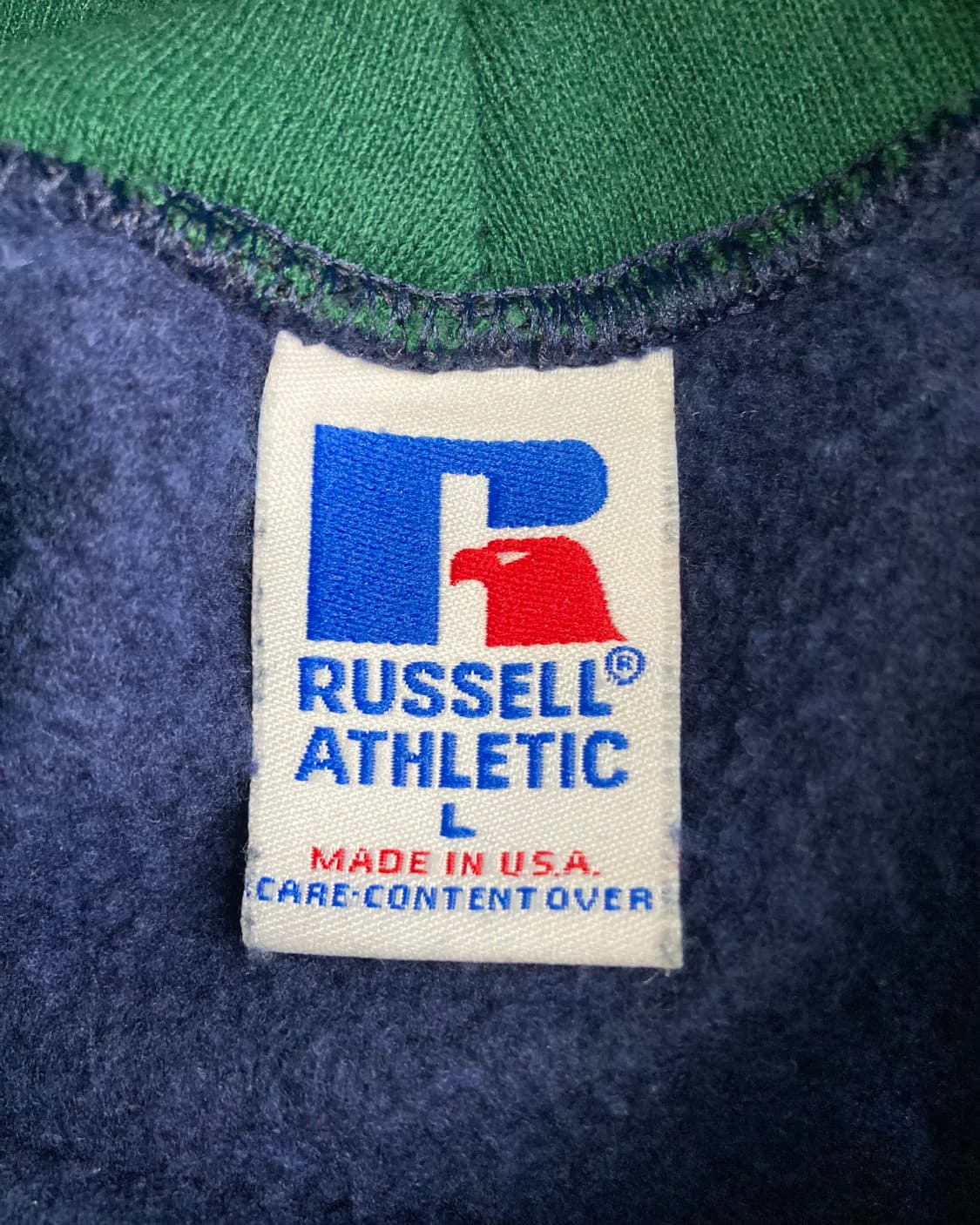 90s Russell Hoodie (navy/green) 상품이미지3